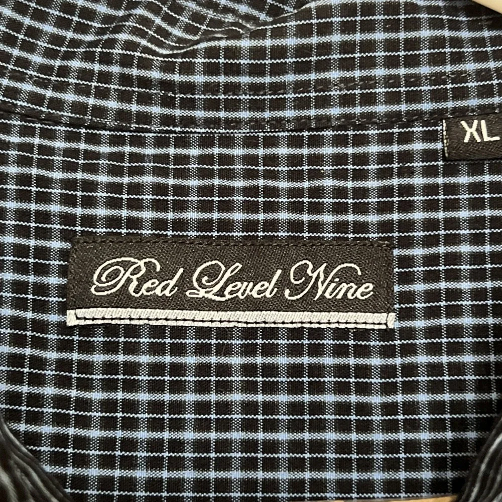 Red Level Nine Mens Shirt Size XL Blue  Stripe ShortSleeve Button Up‎ Pocket